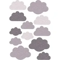 BUOKIDS grijze wolken muurstickers, set van 12