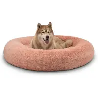 Lionto Donut hondenbed, zacht pluche & verhoogde rand 120 cm roze