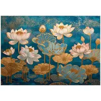 WALLARENA - Behang 200x140 cm - Fotobehang - Vliesbehang - gouden glamour bloemen - voor slaapkamer en woonkamer - halfmatte afwerking - goud