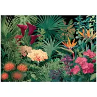 WALLARENA - Behang 250x175 cm - Fotobehang - Vliesbehang - jungle bladeren en bloemen - voor slaapkamer en woonkamer - halfmatte afwerking - groen