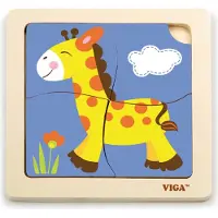 Vigatoys Viga Toys Houten Legpuzzel Giraffe 4 Stukjes