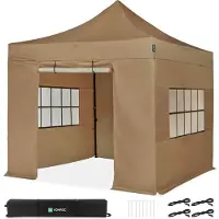 Vonroc Partytent - 3x3m - Premium easy-up Partytent | set incl. Zijwanden - Beige