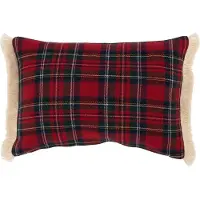 J-Line kussen Ruit Bonheur - polyester - rood/groen