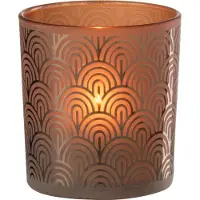 J-Line windlicht Boog - glas - oranje - small - 4 stuks