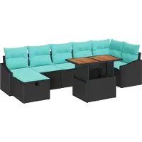 vidaXL Tuinbank Set 8 st Zwart poly rattan