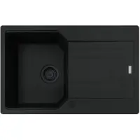 Franke Spoel URBAN UBG 611-78 in MATZWART - BLACK COLLECTION met draaiende mengkraan. Roestvrij staal / Inbouwmaat 760 x 480 mm R15 / Granieten spoelbak