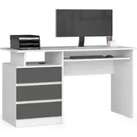 Akord Bureau CLP 135 cm met 3 Laden / Computerbureau / Computer Tafel / Bureautafel / Wit - Grafietgrijs / 135 x 77 x 60 cm