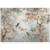 WALLARENA - Behang 200x140 cm - Fotobehang - Vliesbehang - vintage bomen en vogels - voor slaapkamer en woonkamer - halfmatte afwerking
