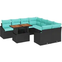 vidaXL Tuinbank Set 9 st 8-Aantal zitplaatsen Zwart en Teal