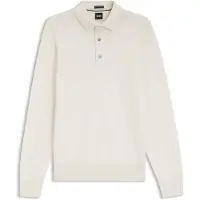 BOSS Regular-fit gebreide polo van merinowol