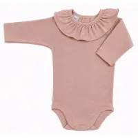 Babidu Romper / Body 1117 | roze | lange mouw | royale ruchekraag | 12 maand | maat 80