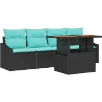 vidaXL Tuinbank Set 5 st 4-Aantal zitplaatsen Zwart en Teal