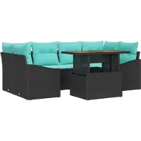 vidaXL Tuinbank Set 7 st 6-Aantal zitplaatsen Zwart en Teal
