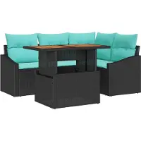 vidaXL Tuinbank Set 5 st 4-Aantal zitplaatsen Zwart en Teal
