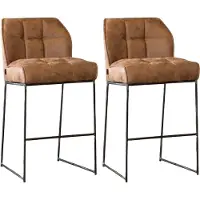 Bronx71 Industriële barkruk Abel cognac 82 cm - Barkrukken set van 2 - barstoel