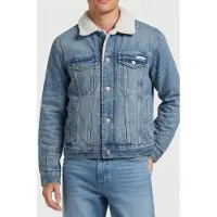 Calvin Klein 90s Sherpa Trucker Jacket Tinted Thundra Maat: L | Spijkerjassen Outlet | Heren | Blauw