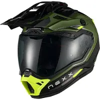 NEXX X.Rally Carbon Raid, avonturenhelm ,Donkergroen/Neon-Geel/Zwart ,XL