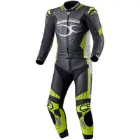 MUGENRACE Impegnato Zwart Wit Neon Geel Geperforeerd 2-Delig Motorpak Maat 52