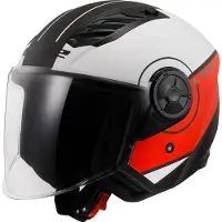 LS2 OF616 Airflow II Cover Mat Wit Rood Jethelm Maat 3XL