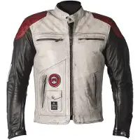 Helstons Tracker Rag Leren Jas Wit Zwart Rood Maat M