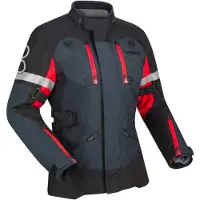 Bering Halifax 17353 waterdichte damesmotorfietsjas, zwart/anthraciet/rood, maat 42