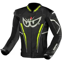 Berik Street Pro Evo Zwart Grijs Geel Leren Motorjas Maat 56