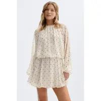 Gina Tricot  - Chiffon dress - Jurken met lange mouwen - Wit - S - Dames