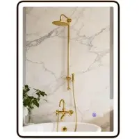 HOMCOM Badkamerspiegel-Veiligheidsglas, Metaal-80L x 5B x 60H cm-Zwart