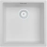 Pure.Sink Witte spoelbak 40x40cm onderbouw en opbouw met automatische witte plug 1208971896