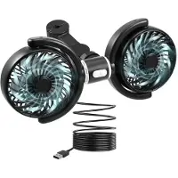 LONGZIMING -Auto Achterbank Ventilator - Draagbare Hoofdsteun Koeler - Dubbele Kop USB Fan - 360° Rotatie - Cyclonische Luchtstroom - Duurzaam Kunststof - Universeel Voor Alle Auto's - 1 Stuk
