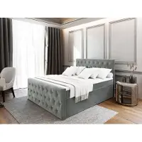Masseno Boxspring FONDI 180x200 cm met matras en topper, bedkasten - Lichtgrijs