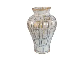 Ptmd Emylee White Ceramic Handpainted Pot Square L