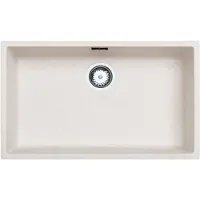 Pure.Sink Zand wit grote spoelbak 70x40cm onderbouw en opbouw met automatische RVS plug 1208971935