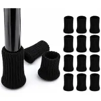 INF Gebreide stoelsokken / meubelpoten, 16-pack Black