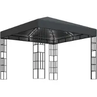 Syfax Prieel met LED-lichtslinger 3x3 m antracietkleurig