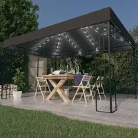 The Living Store De Living Store paviljoen met LED-lichtketting, 3x4 meter, antracietkleurig