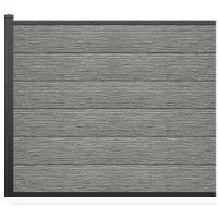 Vente-unique Ingraafbare omheining H156 cm - Set 6 composietplaten + 1 lichtgrijze paal - ENOLA