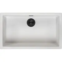 Pure.Sink Wit grote spoelbak 70x40cm onderbouw en opbouw met automatische zwarte plug 1208971905