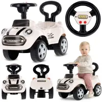Sun baby Loopauto vanaf 1 jaar, auto voor babys, indoor kinderauto met geluiden, grote kunststof wielen, Kantelbeveiliging, beperkt draaivermogen (Wit)