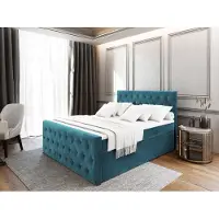 Masseno Boxspring FONDI 140x200 cm met matras en topper, bedkasten - Blauw