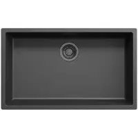 Pure.Sink Zwart grote spoelbak 70x40cm onderbouw en opbouw met automatische gun metal plug 1208971865
