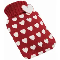 Merkloos Warmwaterkruik rood acryl met harten afbeelding 0,75 liter - Kruiken