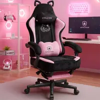 GTPLAYER - Game-stoel - Met Fluweel Stof Kattenoren en Memory Foam - Roze