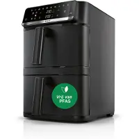 Bosch MAFD661B0 XXL Airfryer - Serie 6 - 12L - 2x6L - Dubbele mand - Ontdooifunctie - Warmhoudfunctie - Tot 8 personen - Zwart