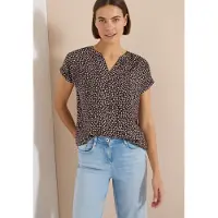 Cecil Dames Blouse met hangende schouder en print in Bruin, Gr: XXL