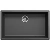 Pure.Sink Zwart grote spoelbak 70x40cm onderbouw en opbouw met automatische rvs plug 1208971861