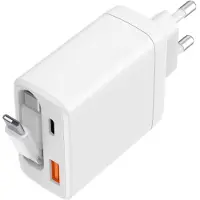 Musthavz 65 Watt 2 Ports Oplader Met Oprolbare USB-C Kabel Wit