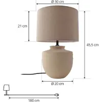 LINDBY Tafellampe , Thalassia, Beige, Eetkamer, Keramiek, Modern