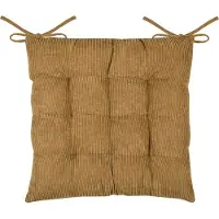 Stof Textile stoelkussen Dandy - camel - 38 x 38 x 5 cm - touwtjes sluiting - zitkussens - binnen/buiten