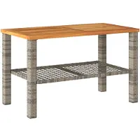 vidaXL Tuintafel 70x38x42 cm poly rattan en acaciahout grijs
